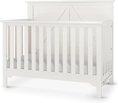 Child Craft Woodland Design 4-in-1 Convertible Baby Crib Nursery Furniture - Baby Bed, Toddler Bed Size Bed, 3 Adjustable Mattress Positions, Real Wood, Baby Safe Finish Brushed Cotton
