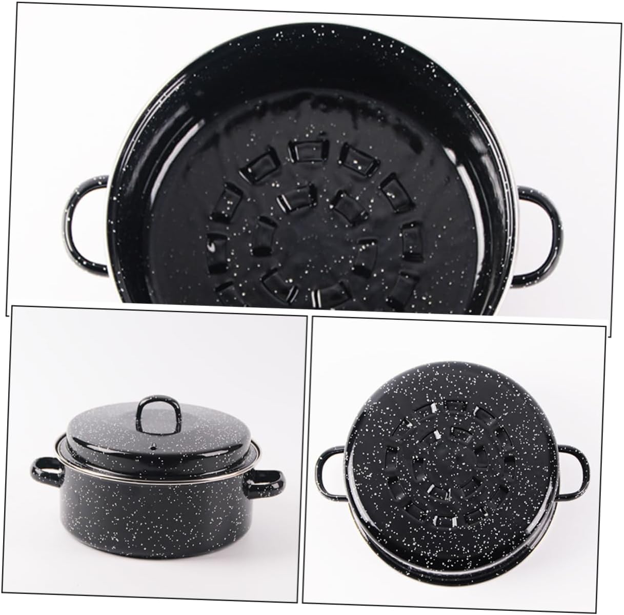 Enameled Roasting Pot Lid for Barbecue and Baking Sweet Potatoes Roaster for Family Meals and - Cookware for Home and Outdoor Use