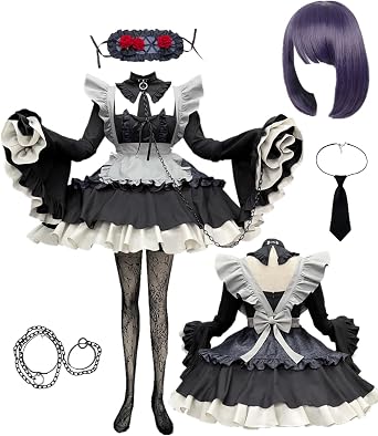 Anime Purple Dress Women's Maid's Uniform Halloween Costume