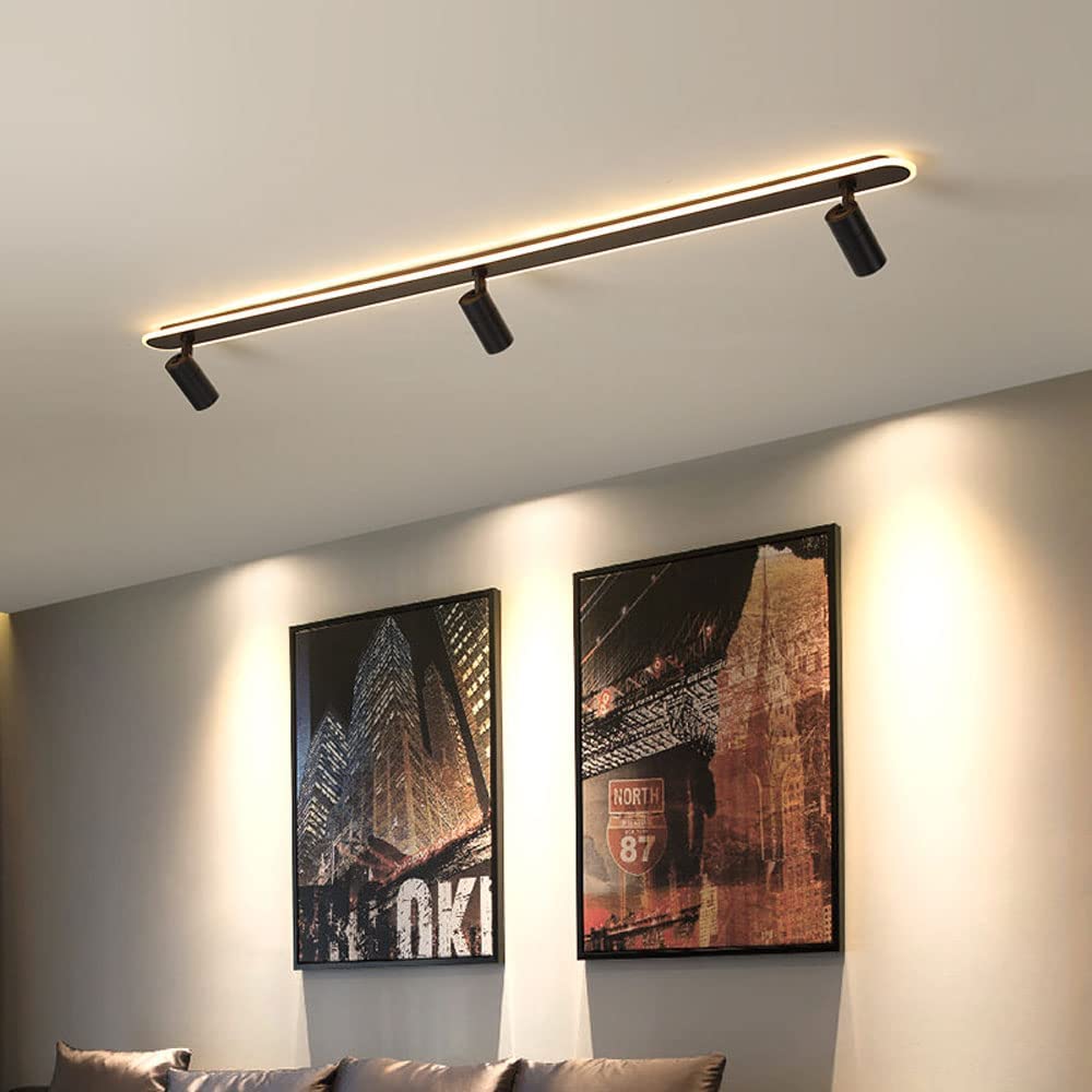 Faretti da soffitto Regolabili Kit di Illuminazione a Binario Fisso a LED Faretti direzionali Lampade d'accento Cucina Galleria Corridoio Faretti da soffitto Neri a 3 Teste A