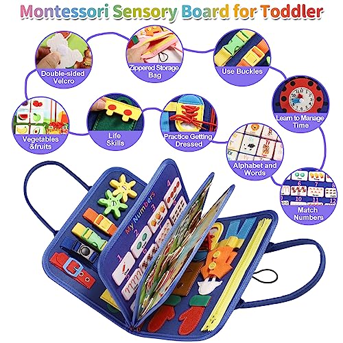 Minibear Busy Board Montessori Toys For 1 2 3 4 Year Old Girls Boys Gifts, Autism Sensory Toys For Toddlers Educational Travel Toys For Plane Car Activities Preschool Learning Fine Motor Skills Toys #TOP3