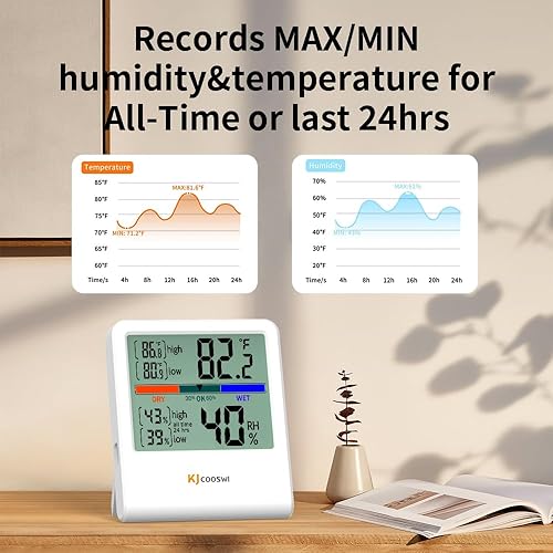 Miniatura 5 de Termómetro digital higrómetro, termómetro de pared interior para interiores con alta precisión, adecuado para invernadero, hogar y oficina, batería