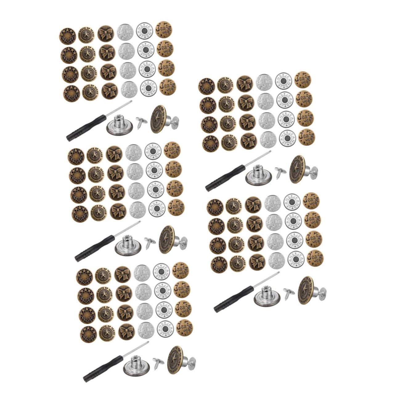 180 Pezzi Kit Bottoni Jeans Rimovibili in Rame con Cacciavite Ricambio senza Cuciture per Pantaloni e Giacche Modelli Assortiti per Sostituzione Rapida e Facile
