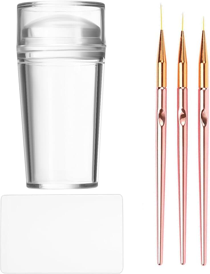 Kit De Carimbo De Unhas Francesas Em Silicone Transparente Com Raspadores E Pincéis Para Manicure Francesa Em Casa Ou No Salão. Ideal Para Projetos Diy E Muito Mais.