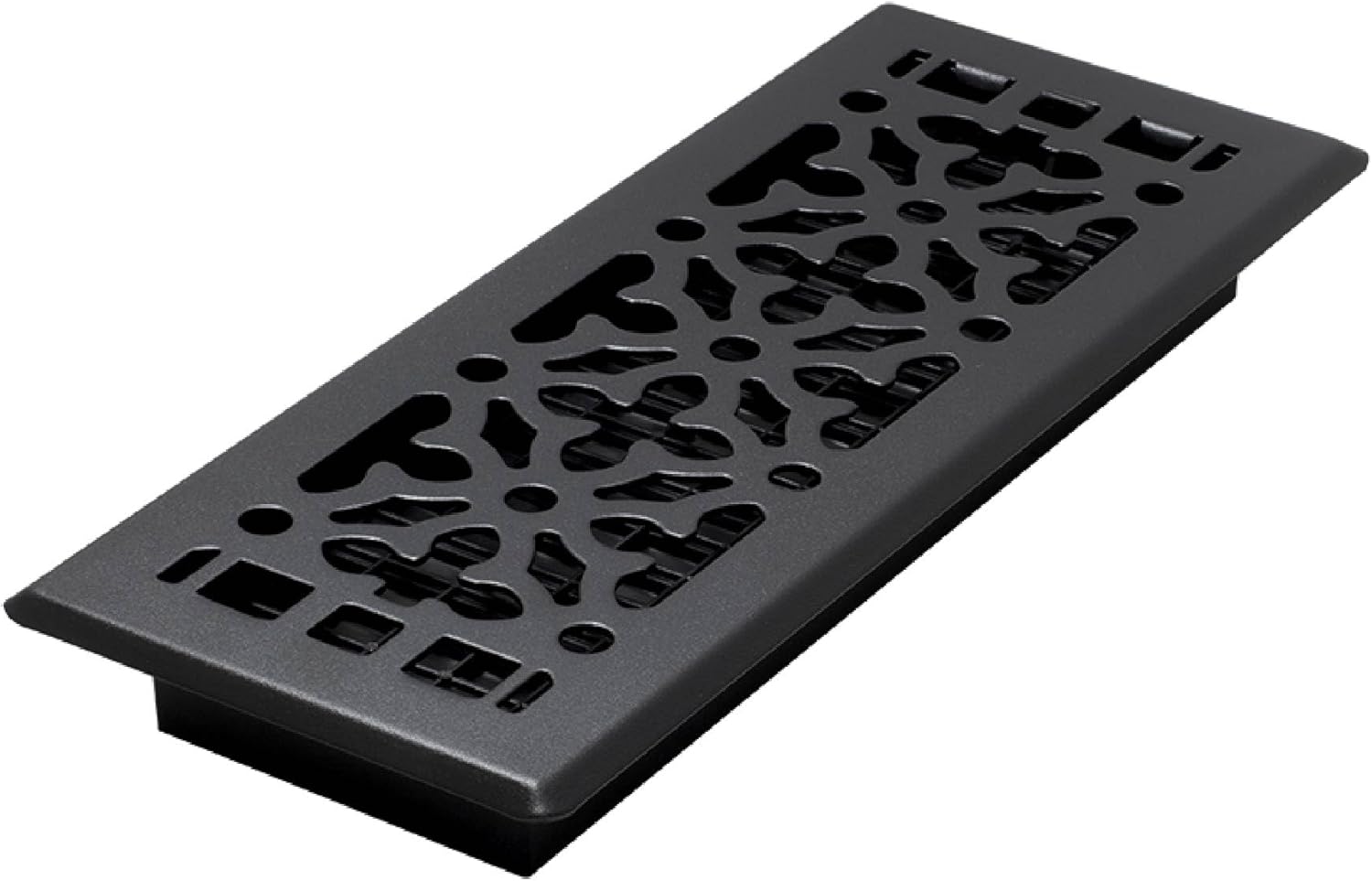 Decor Grates Metal Gothic Decorative Air Vent Cover 4x12 Floor Register – Adjustable Control Lever – AC Floor Vent Covers for Home Floor Vents – Fits 4 x 12 Inch Opening – Textured Black (AGH412-BLK)
