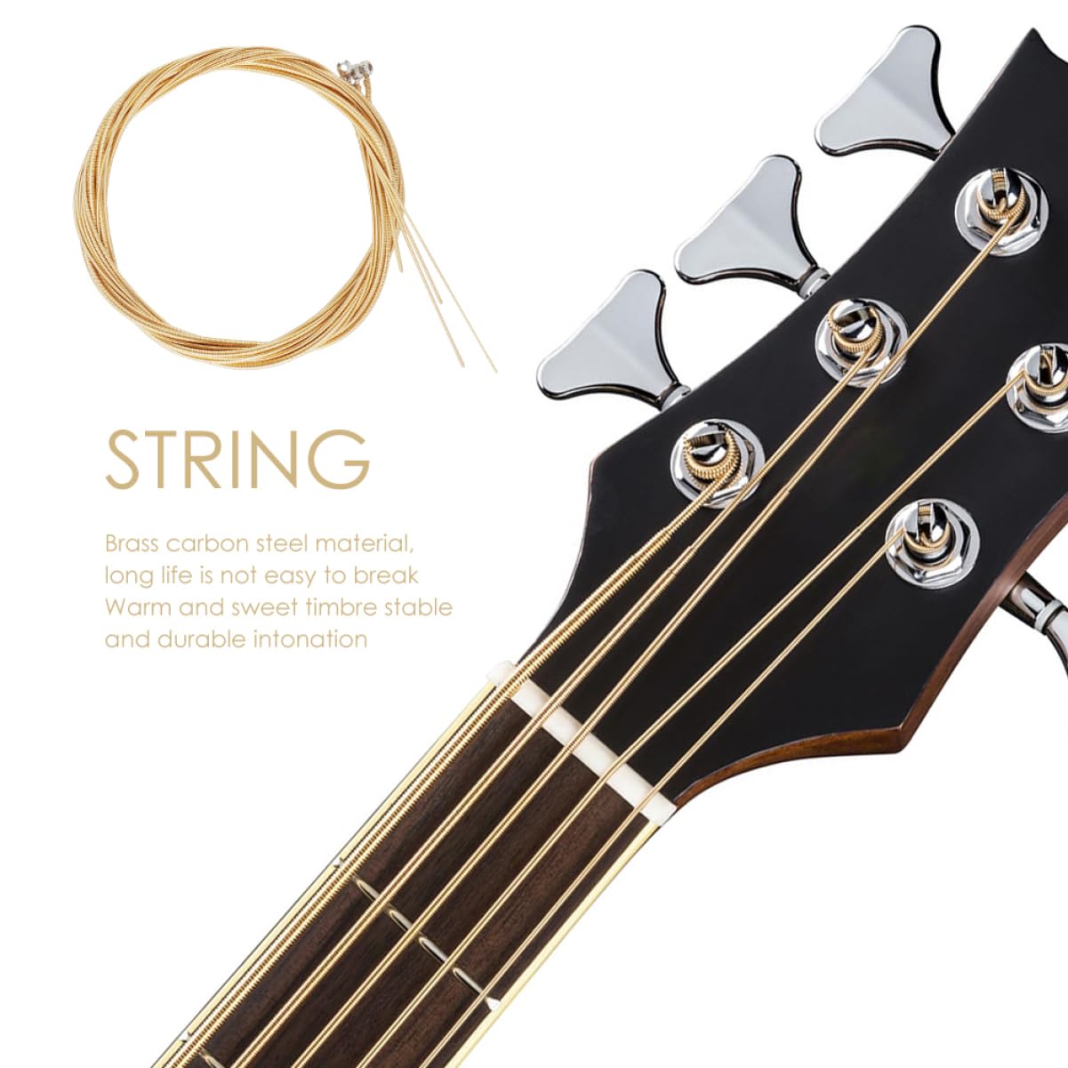 Alasum 5 zestawów strun basowych struny muzyk struny zamienne do basów struny instrumentu basowego standardowe struny napinające gitara basowa akcesoria ukulele części basowe akcesoria basowe mosiądz