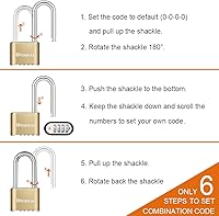 Vista 10 de 4 Digit Heavy Duty Combination Lock 2.5 Inch Long Shackle Outdoor Waterproof Padlock for Gate, Fence, School Gym Locker,Toolbox (Red, 2 Pack)