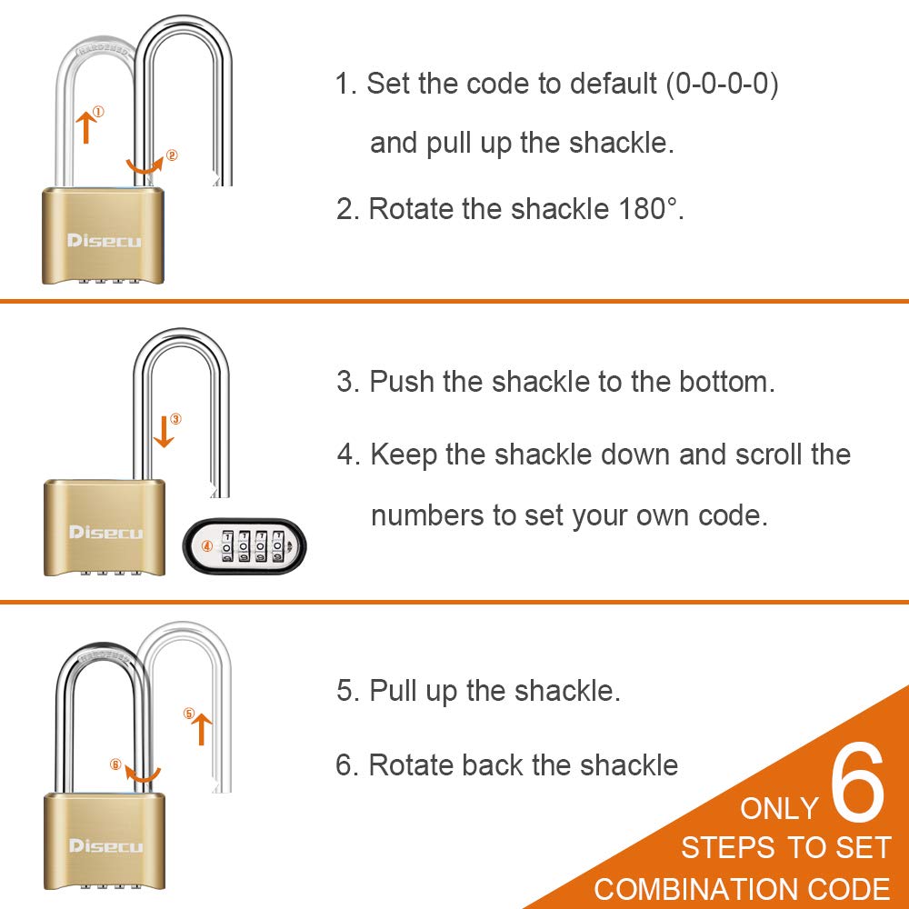 Candado de combinación resistente de 4 dígitos de 2.5 pulgadas de largo con grillete impermeable para exteriores, para puerta, valla, casillero de gimnasio (latón, paquete de 2)