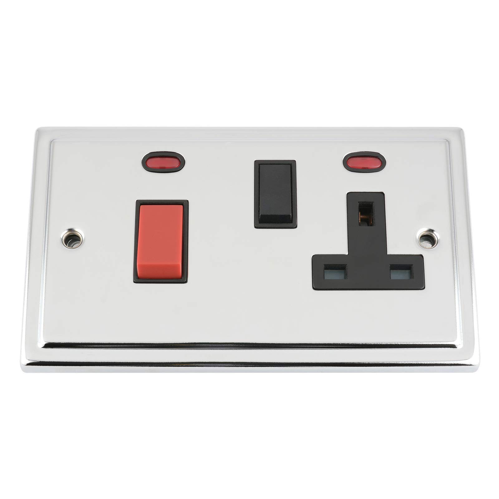 A5 Products Black Trimline Polished Chrome Cooker Control Unit 45Amp 2 Neon Insert
