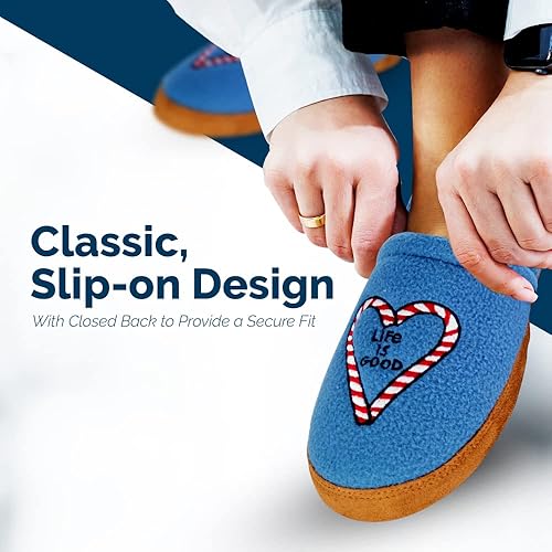 Miniatura 6 de LIFE IS GOOD Pantuflas tipo mocasín para mujer, de gamuza y forro polar, con espalda cerrada, pantuflas de felpa y esponjosas con suela de goma para