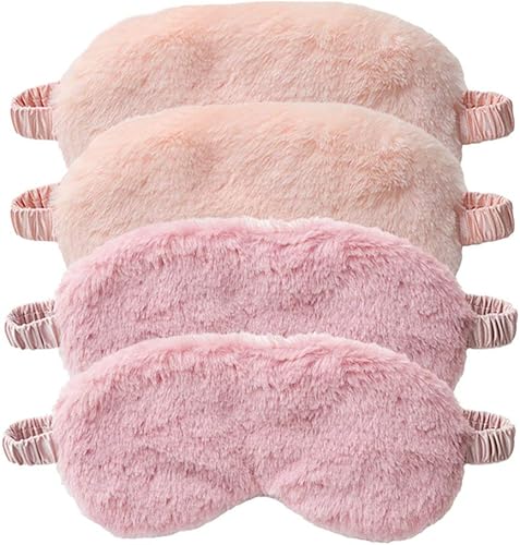 EleCharm Máscara de ojos de piel sintética 4 piezas suave y suave de satén para la siesta para dormir para los ojos varios 2 colores