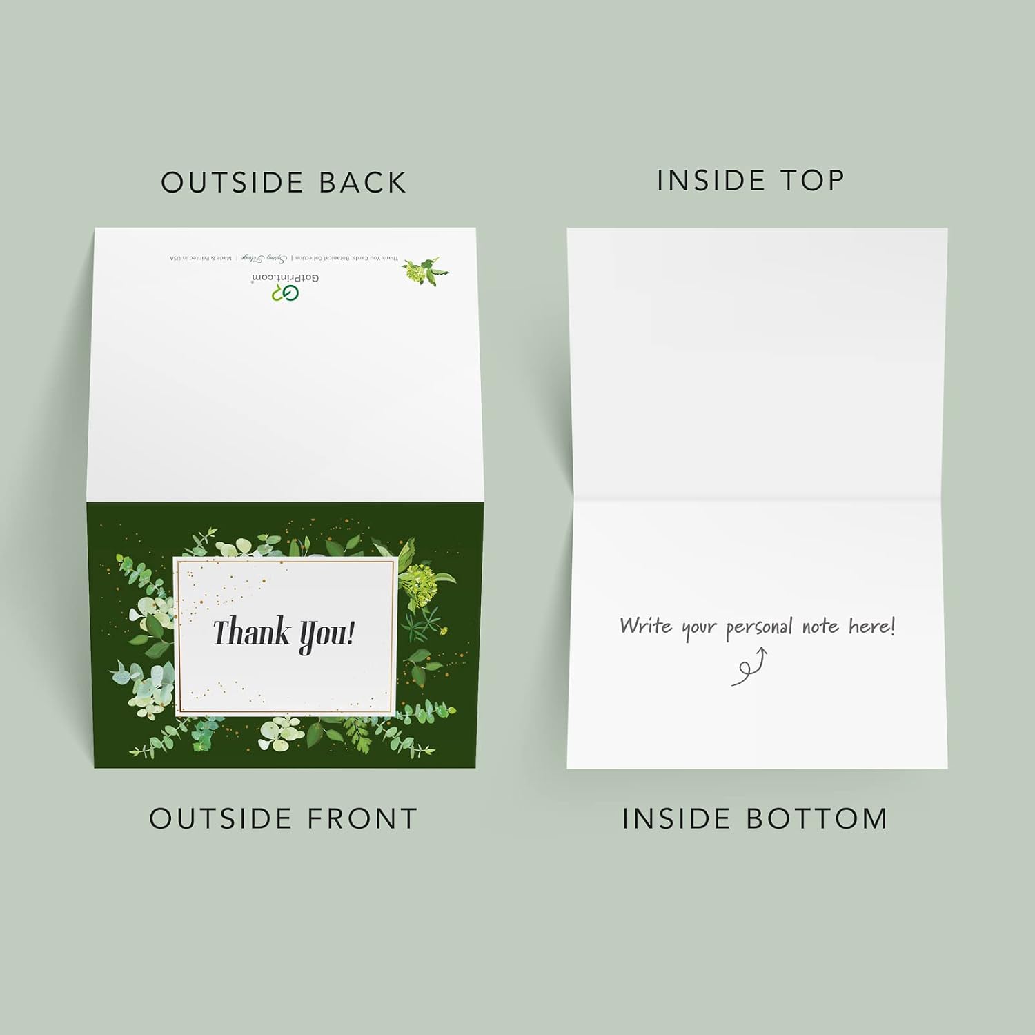 GotPrint Thank You Cards with Envelopes|5x7 Greeting Card Print|3 Design 12 Set|16pt Matte Paper Notes with Printed Envelope|Spring Foliage Design for Baby Showers Weddings Birthdays Graduations|1Box