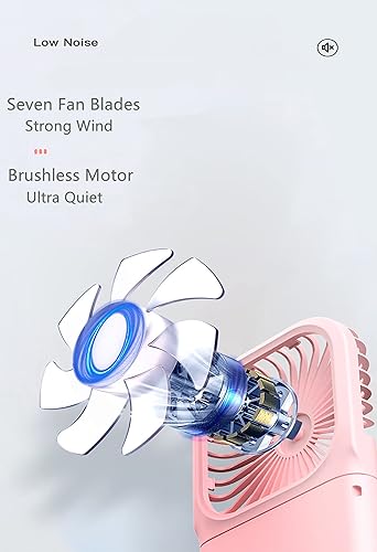 Miniatura 7 de Mini ventilador, ventilador portátil recargable por USB, ventilador portátil con tres velocidades de viento, soporte plegable para teléfono celular.