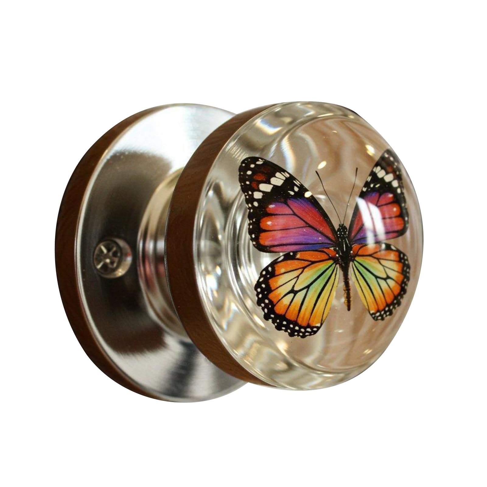 Lsttbo Butterfly Nature Themed Flower Door Knob Retro Styles Round Bedroom Decoration Handcraft Artistics Door Handle Home Renovations Flower Handle