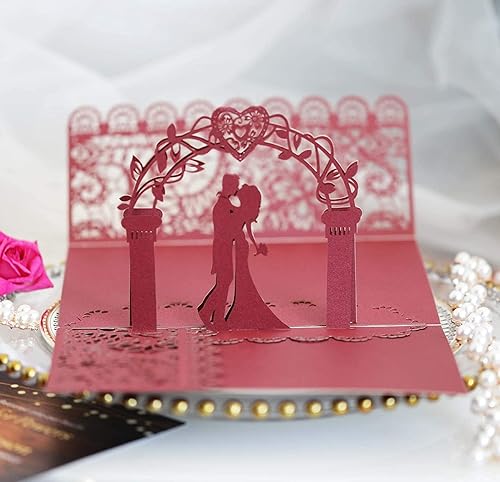 10 tarjetas de invitaciones de boda cortadas con láser, invitaciones 3D para compromiso, despedida de soltera, aniversario, matrimonio, invitaciones