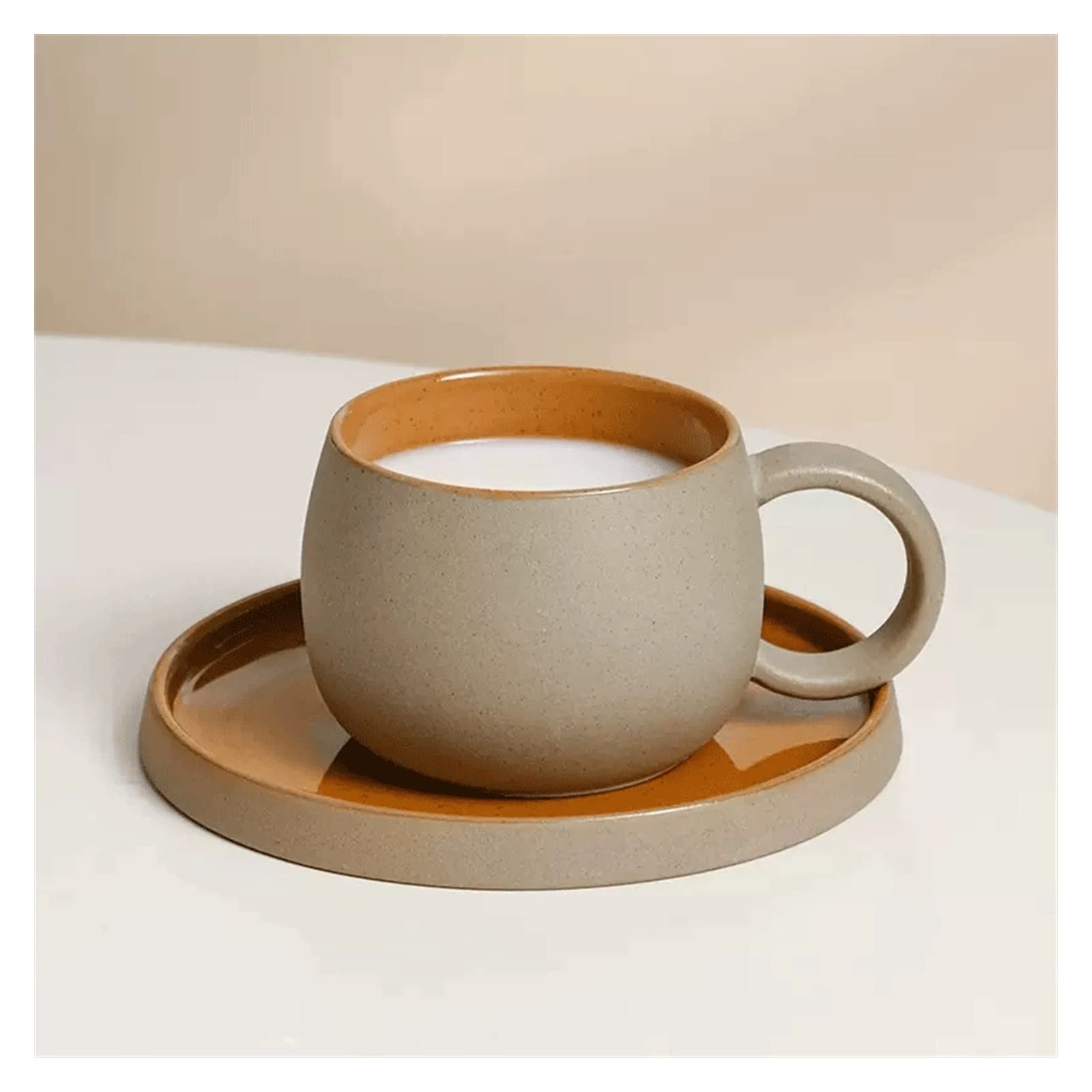 OLSKFUH Home Ceramic Coffee Cup Set Vintage Coarse Tea Exquisite Water Decor,Yellow