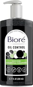 Biore Deep Pore Charcoal Daily Face Wash, 6.77 Fl oz, with Deep Pore Cleansing for Dirt and Makeup Removal From Oily Skin
