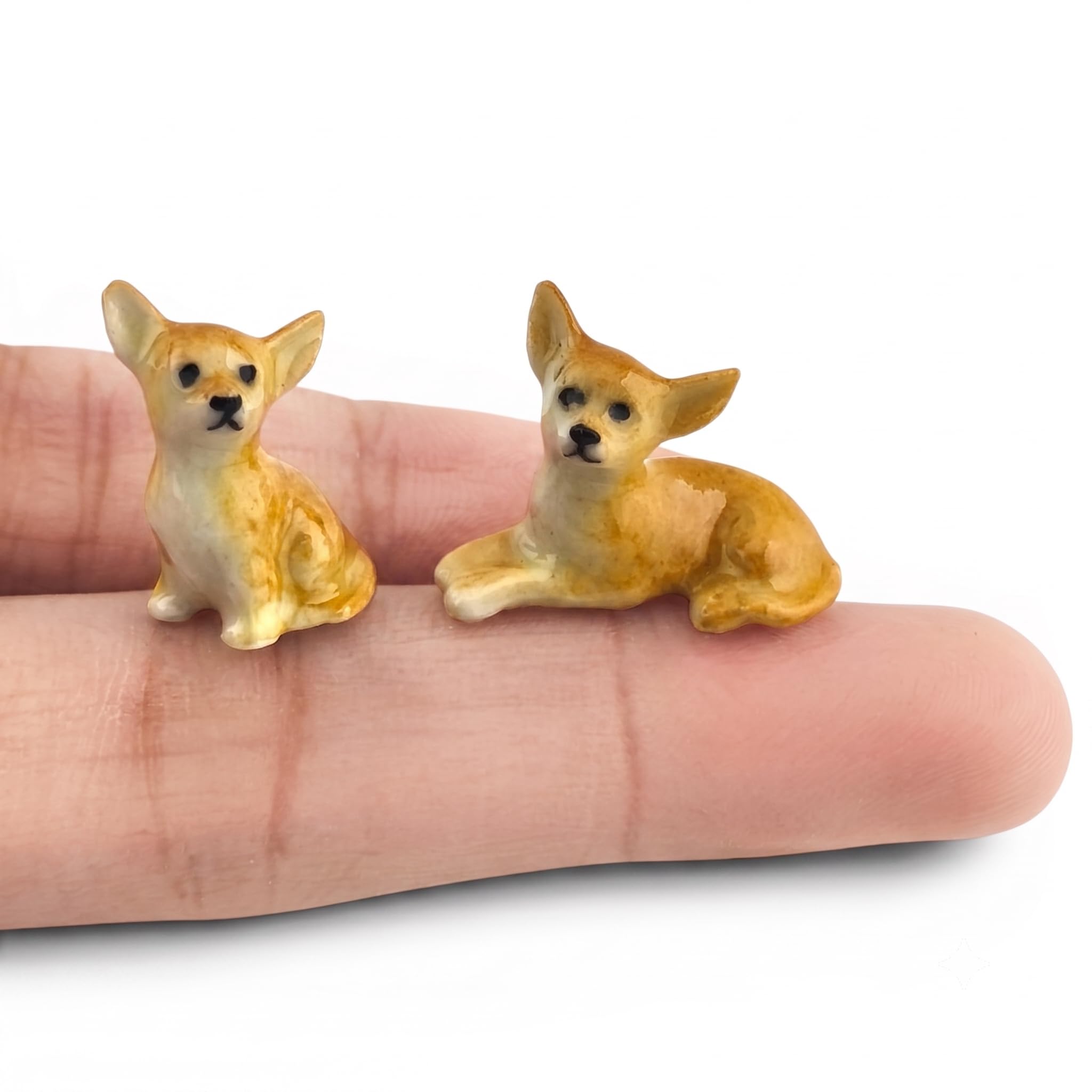Changthai Design Brown Dollhouse Miniatures Ceramic Chihuahua Figurine Animals Decor