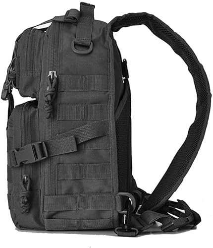 Gowara Gear Tactical Sling Bag Pack Military Rover Shoulder Sling Backpack Edc Molle Assault Range Bags Day Pack W/Tactical Usa Flag Patch (Black) #TOP4