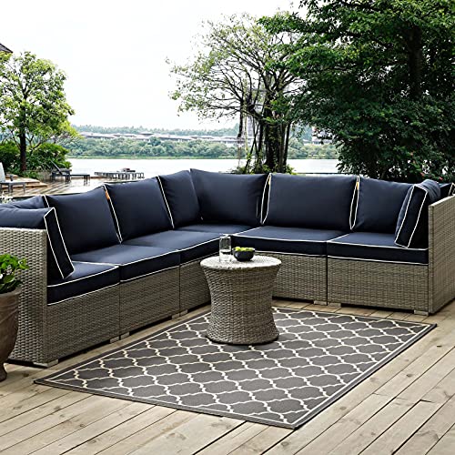 Modway Avena Moroccan Quatrefoil Trellis 4X6 Indoor And Outdoor Area Rug In Gray And Beige #TOP27