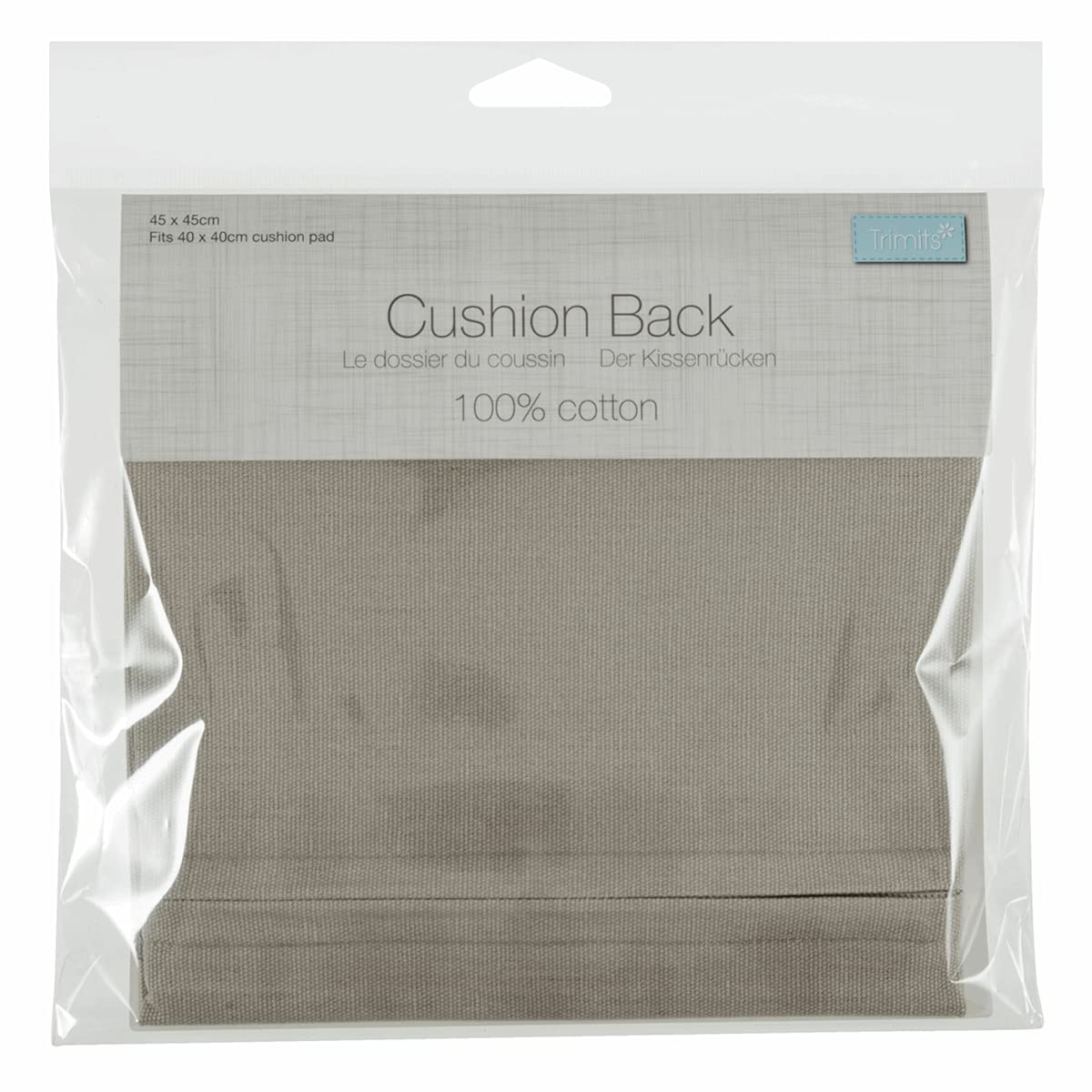 Trimits Cushion Back With Zipper: 45 x 45cm (18 x 18in): Natural