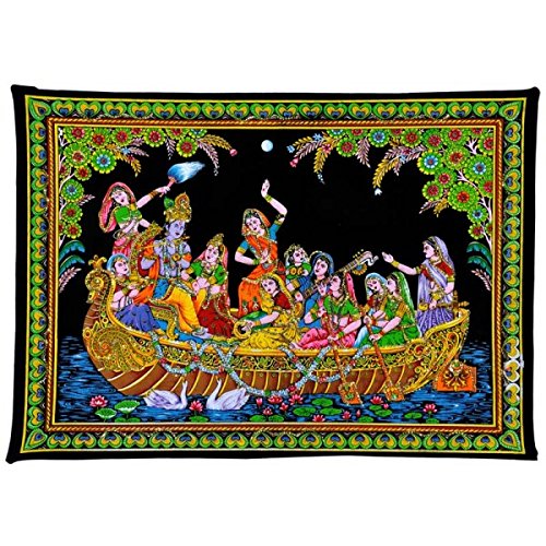 Gangesindia Lord Krishna Playing Flute in a Boat with Gopis