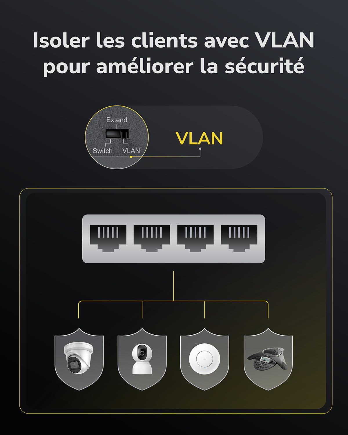 Cudy GS1005P Commutateur Ethernet Gigabit 5 Ports Poe+ 60 W, 4 Ports 10/100/1000 Mbps Poe+, Switch Unmanaged, Pas d'alimentation supplémentaire, 802.3af/at | 4 ports GbE 802.3af/at 30 W, 1 port GbE en amont, capacité de 10 Gbit/s, isolation des ports/mode
