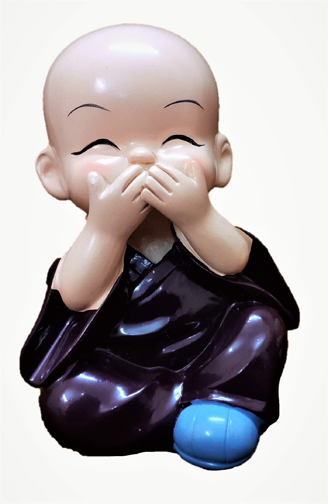 AFTERSTITCH Big Size Baby Monk Buddha No Bad Saying Sign Design Showpiece 14 Cm Idol for Home Living Room Decoration Balcony Garden Miniatures Birthday Gift Him Her Decorative Items