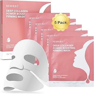 Deep Collagen Face Mask Overnight, Bio- Collagen Mask Real Deep Mask, Hydrating Hydrogel Masks with Low Molecular Collagen for Firming, Elasticity, Pore Minimizing 40g x 5ea Stocking Stuffers