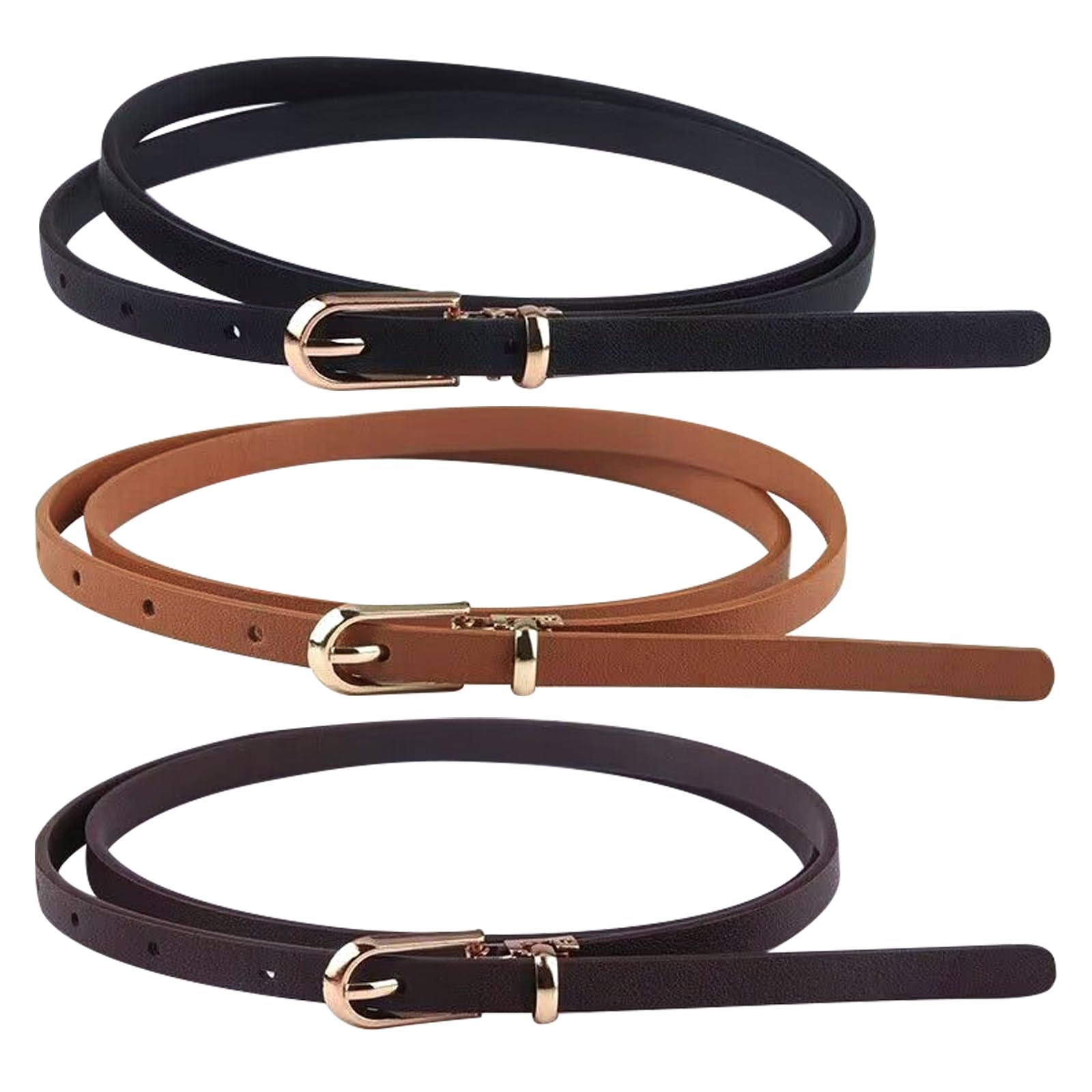 Mlpkoi Women's Multicolour Skinny Leather Belts For Leather Belts, Skinny Belt Dresses Thin Waist Fashion Waistbelt Adjustable, Thin Waist Belt With Buckle For Jeans Dress Pants, Dresses Suit Coat