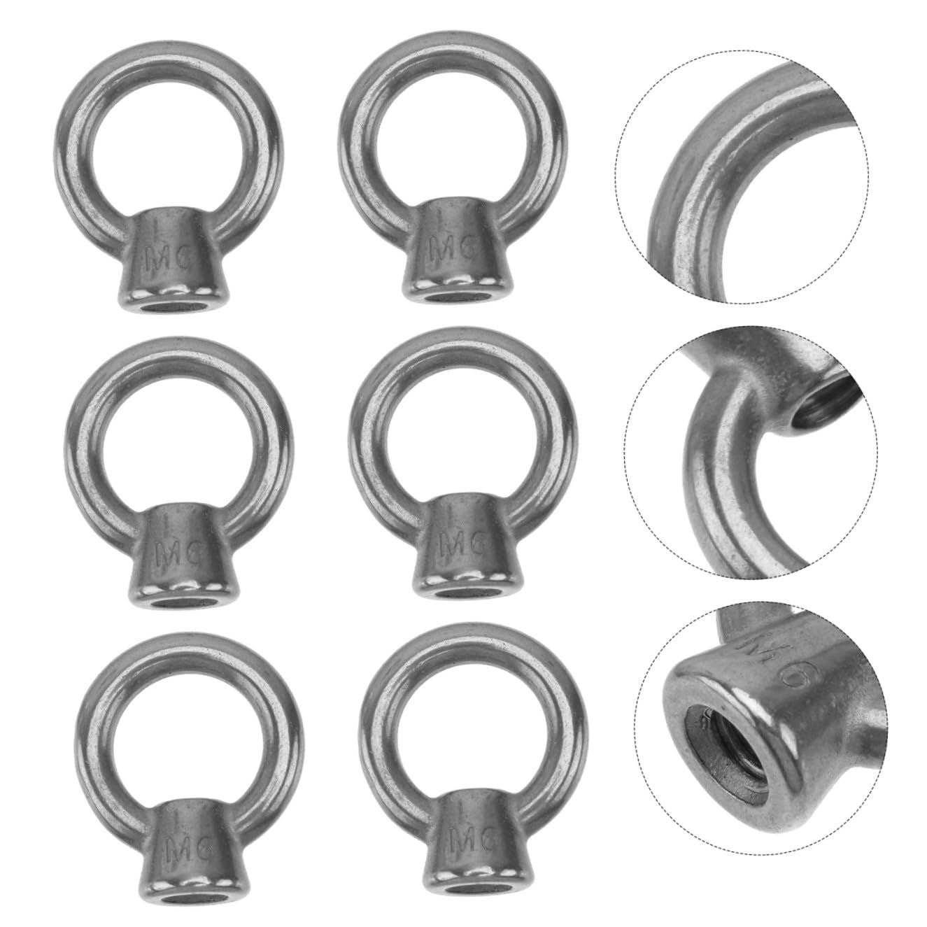 10pcs M6 304 Stainless Steel Lifting Eye Nuts Ring-Shaped Threaded Fasteners Heavy Duty Industrial Lifting Device Parts for Rigging and Ceiling Hooks