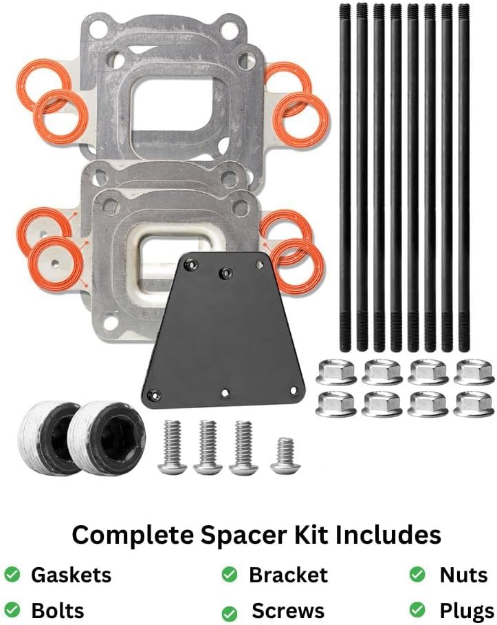 Mercruiser Set of 2 Dry Joint 3” Spacers with Riser Extension Kit - Replaces 864929A1, 864929A3, V6, V8 4.3L, 5.0L, 5.7L & 6.2L engines with 7 Degree Elbow - 3 inch Dry Joint Spacers by FASWORX