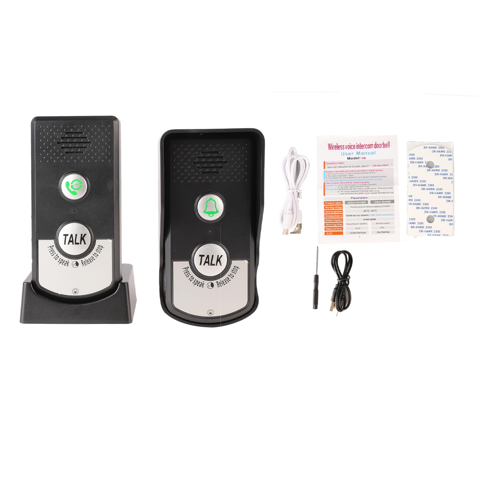 Ejoyous Sonnette Vidéo sans Fil, Portée de 1000 M, Batterie 1800 MAh, pour