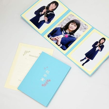 Amazon 山田屋台紙店 写真台紙 ペーパーフォトフレーム ポケット台紙 祝卒業 さくら 2lサイズ 3面タテ ブルー 写真台紙 通販