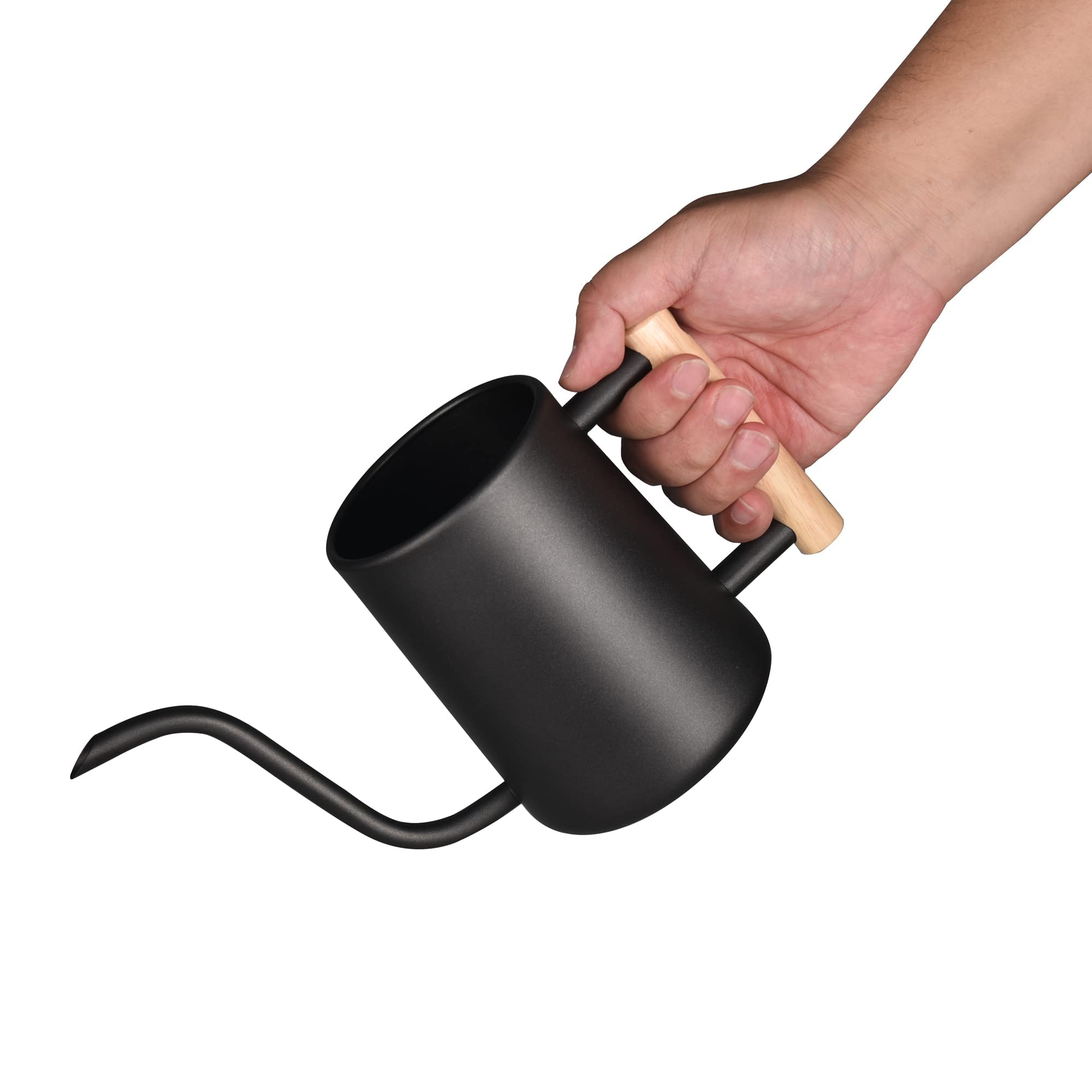 IMEEA Gieter klein, 1 l, gieter roestvrij staal, voor binnen en buiten, gieter met lange uitloop, irrigatie, kamerplanten, bonsai, vetplanten, bloemen en tuin (wit