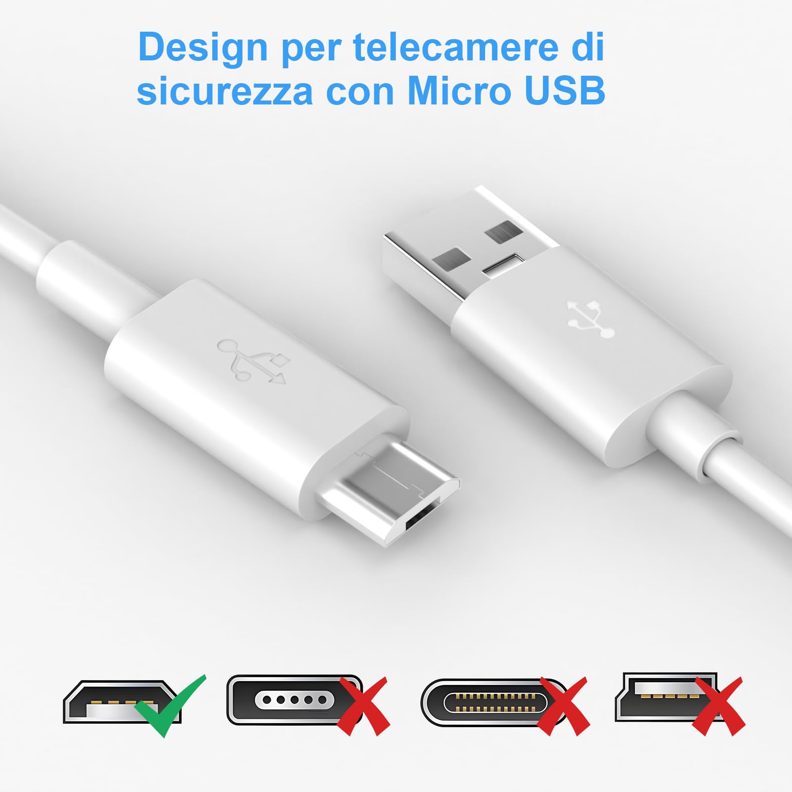 baolongking Cavo di ricarica con attacco da USB a micro USB per telecamere di sicurezza WyzeCam, WyzeCam Pan, YI Camera, NestCam Indoor, Netvue, KasaCam Indoor, Furbo Dog, Blink (10m