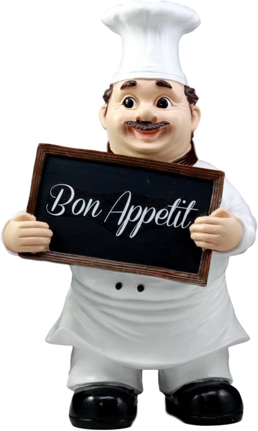 Ebros Bon Appetit French Bistro Chef Pierre Holding Sign Statue Kitchen Welcome Decor Figurine 12" H