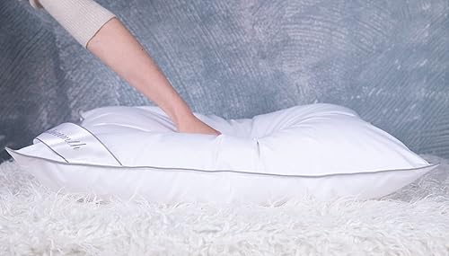 Miniatura 4 de Eastwarmth Juego de 2 almohadas de plumas de ganso tamaño King para dormir 100 algodón firmeza media tamaño King