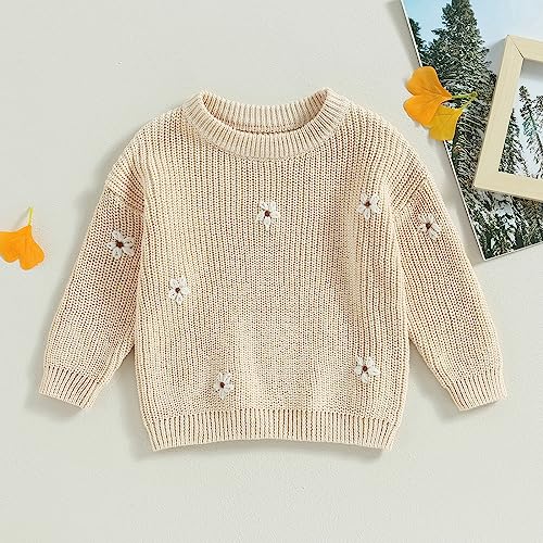 Baby Girl Toddler Knit Sweater Winter Clothes Cute Flower Crewneck Long Sleeve Pullover Newborn Infant Warm Tops2