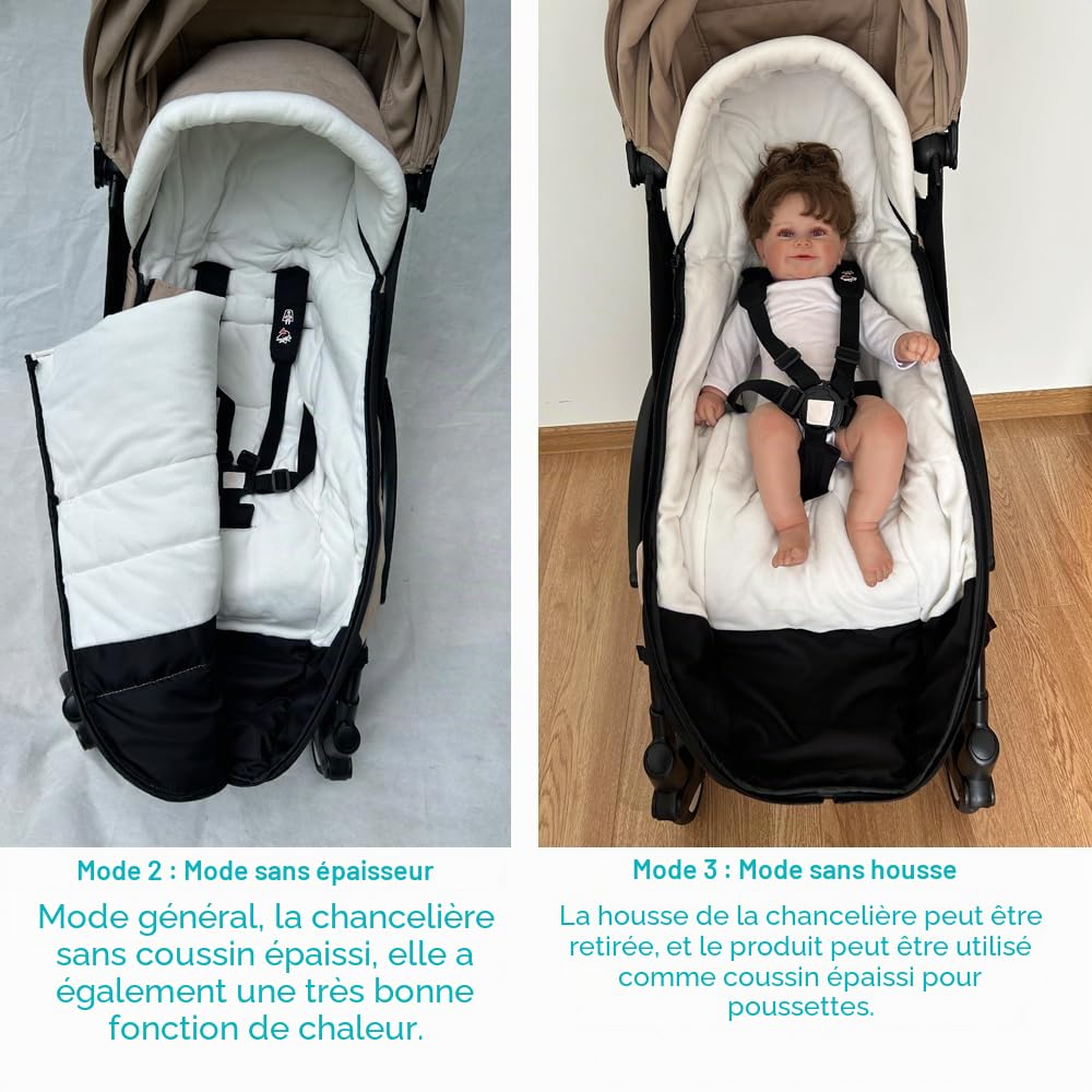 Chancelière universelle chaude pour poussette compatible avec Babyzen YOYO – Ajoutez un coussinet épais – Doublure douce et surface résistante aux éclaboussures – Lavable en machine (taupe)