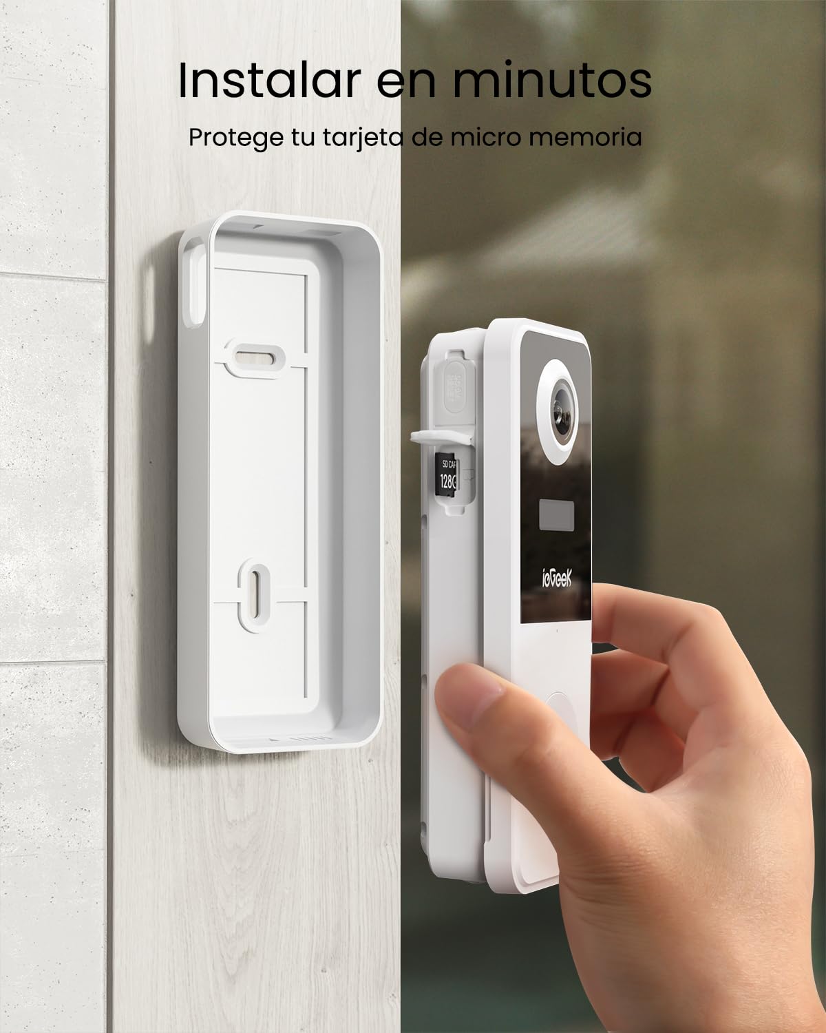 ieGeek Timbre Inalámbrico Exterior Impermeable con Cámara 180° Fisheye, 2K Videoportero WiFi, Detección Humana IA, Impermeable ip65, Zona Personalizable, Compatible Alexa, Visión Nocturna, 2.4 GHz