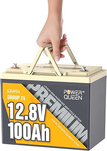Power Queen 12V 100Ah LiFePO4 Battery, Group 24 Lithium Battery,