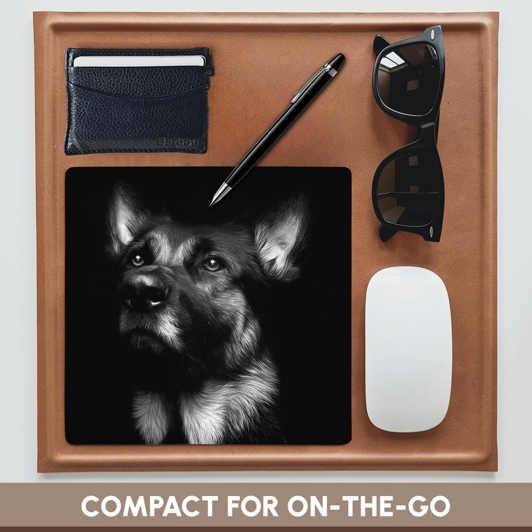 3dRose Mouse Pad Black and White Photo of A Regal German Shepherd Painted in Photoshop. - 8 by 8-Inches (mp_295257_1)