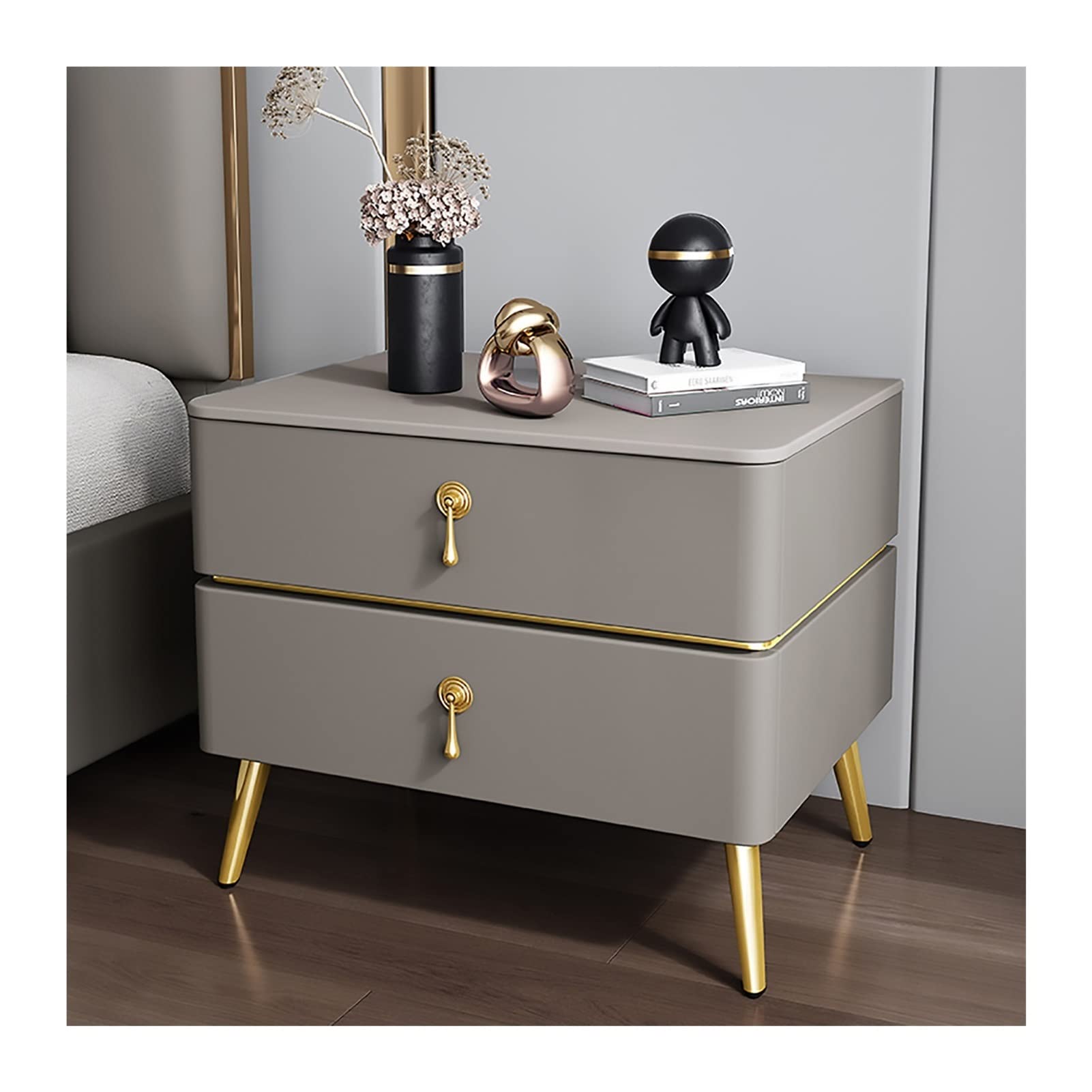 CHAMBER Bedside Table,Italian Simple Modern Bedside Table,Solid Wood Luxury Bedroom Nordic Household Storage Free Installation Bed Cabinet Furniture (Color : F)