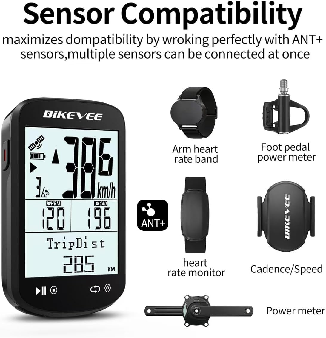 GPS Bike Computer 2.6" – Wireless Bluetooth 5.4 & ANT+ Cycling Computer, Link-S App Update v1.1.7 for Optimized User Experience, Speedometer Odometer, IPX7 Waterproof, Out Front Mount – Black