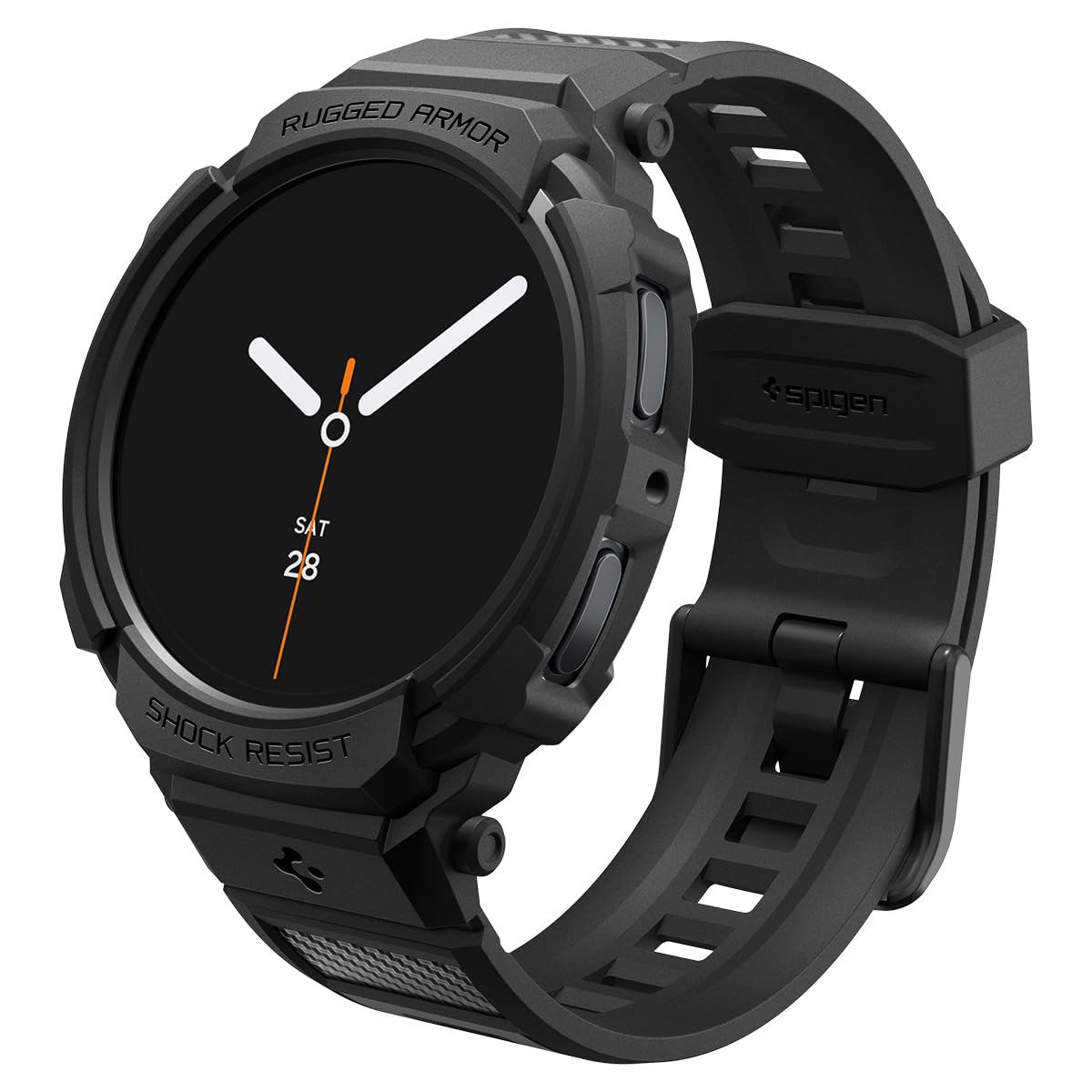 Spigen Rugged Armor Pro for Samsung Galaxy Watch 8 (44mm) Case with Strap – Matte Black