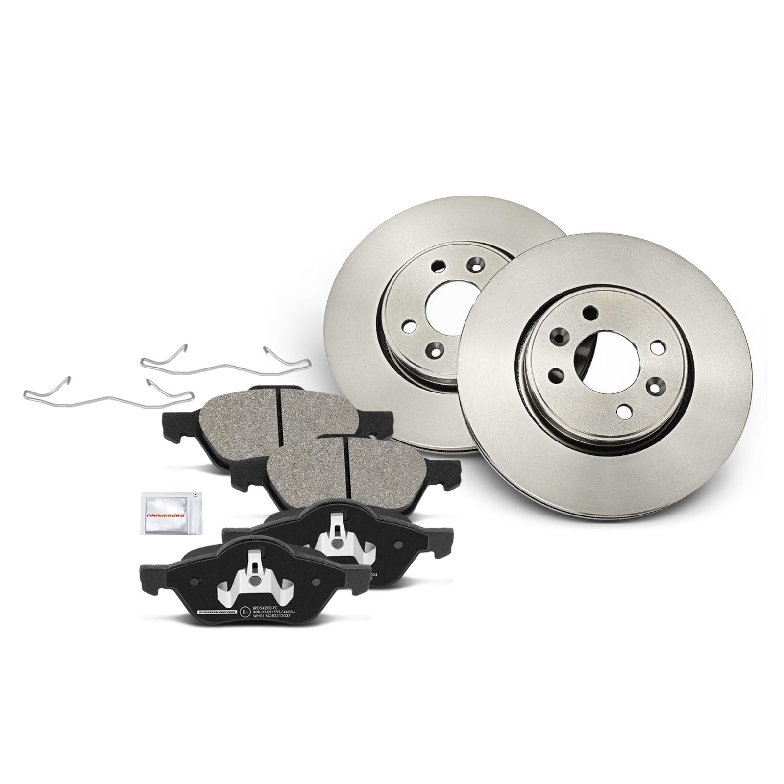 Frankberg 1 set freni incl. 2 dischi freno + 4 pastiglie freno anteriori | Compatibile con: Scénic II JM0/1, M.e.g.a.n.e II Van/Combi KM, M.e.g.a.n.e II Estate KM0/1