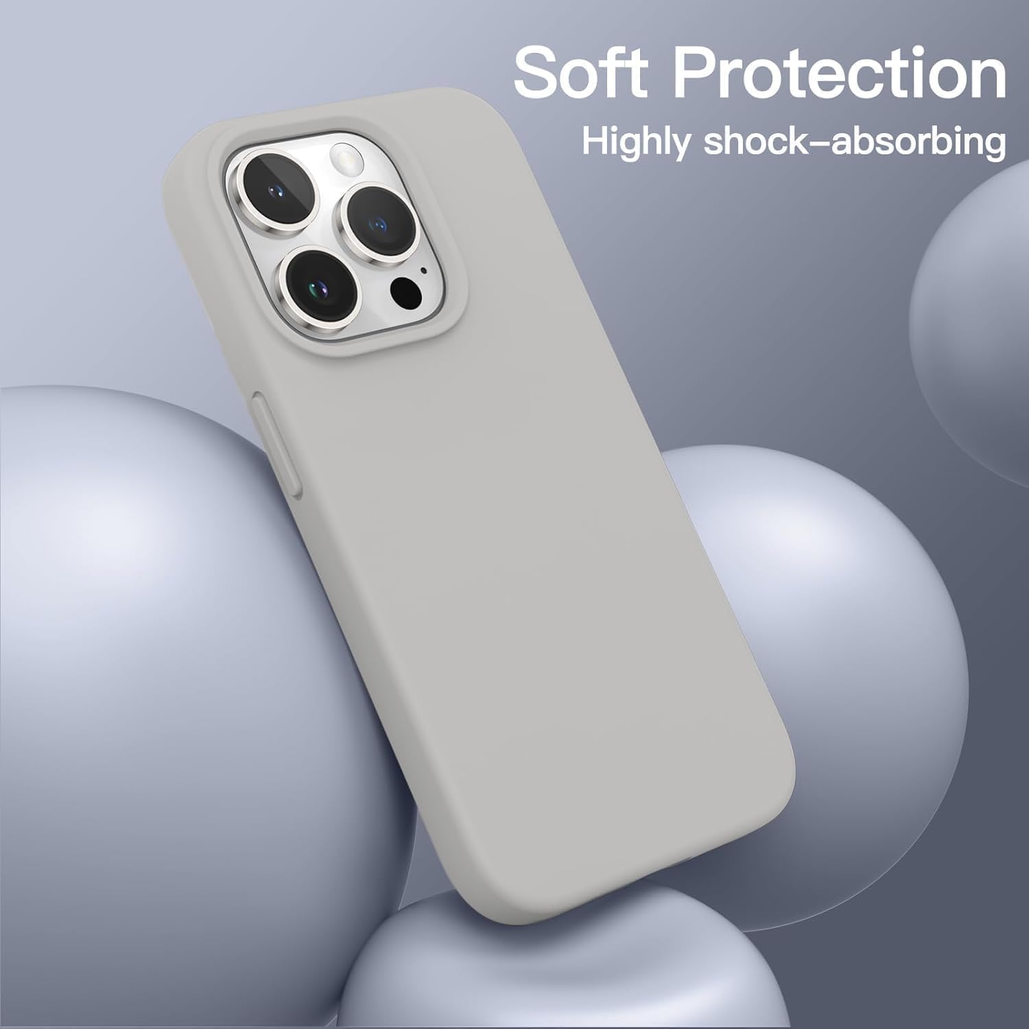 EMODIL Case for iPhone 15 Pro Cover Gray Slim Fit Soft Back Silicone Cover Matte for iPhone 15 Pro ® (Titanium Gray)