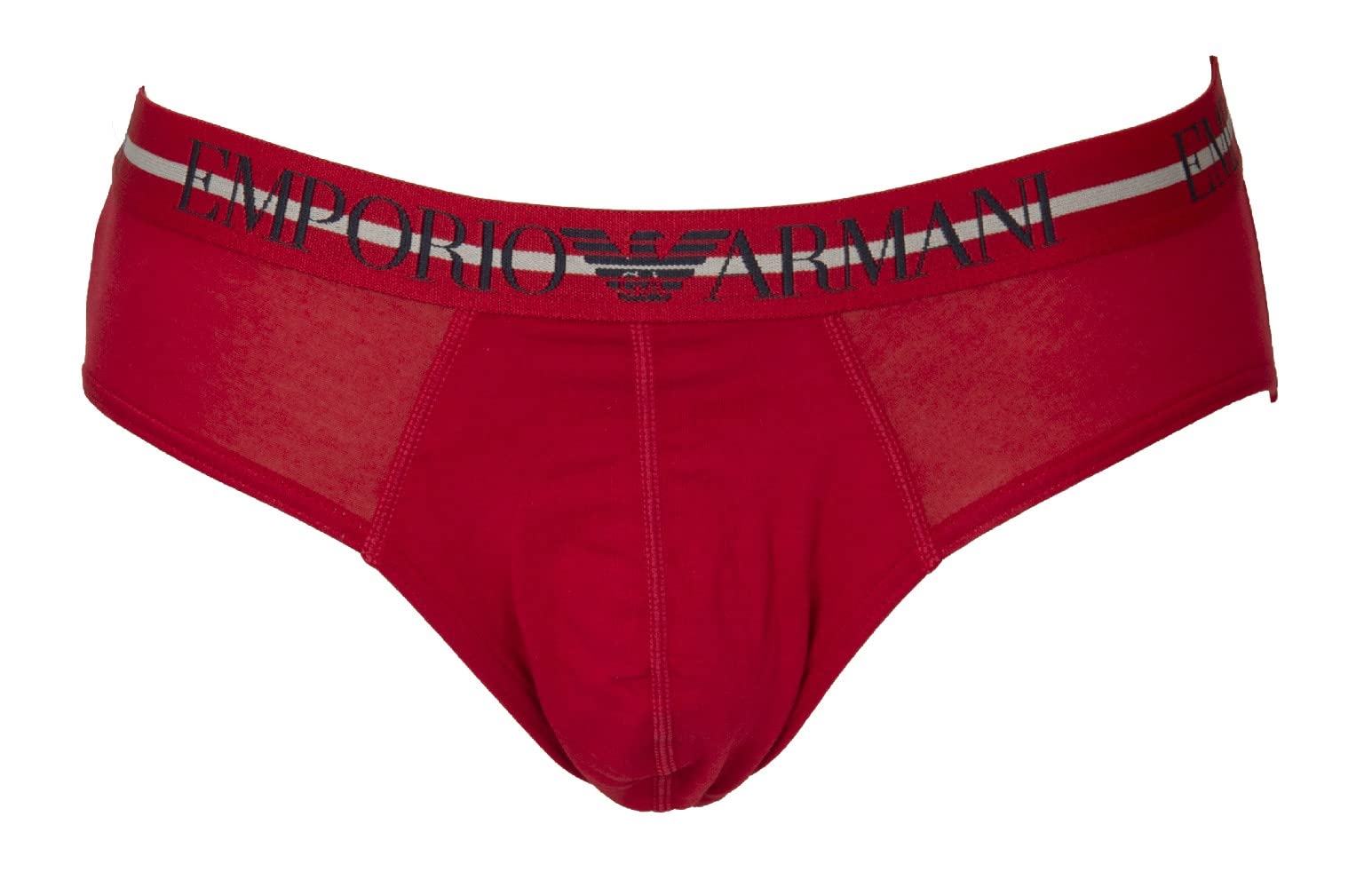 Emporio Armani Figi męskie Opakowanie 3 sztuk Elastyczne Majtki Bielizna Bawełna Stretch Artykuł 111734 2F723 Brief, 17236 Marine / Ciliegia / Bianco, S