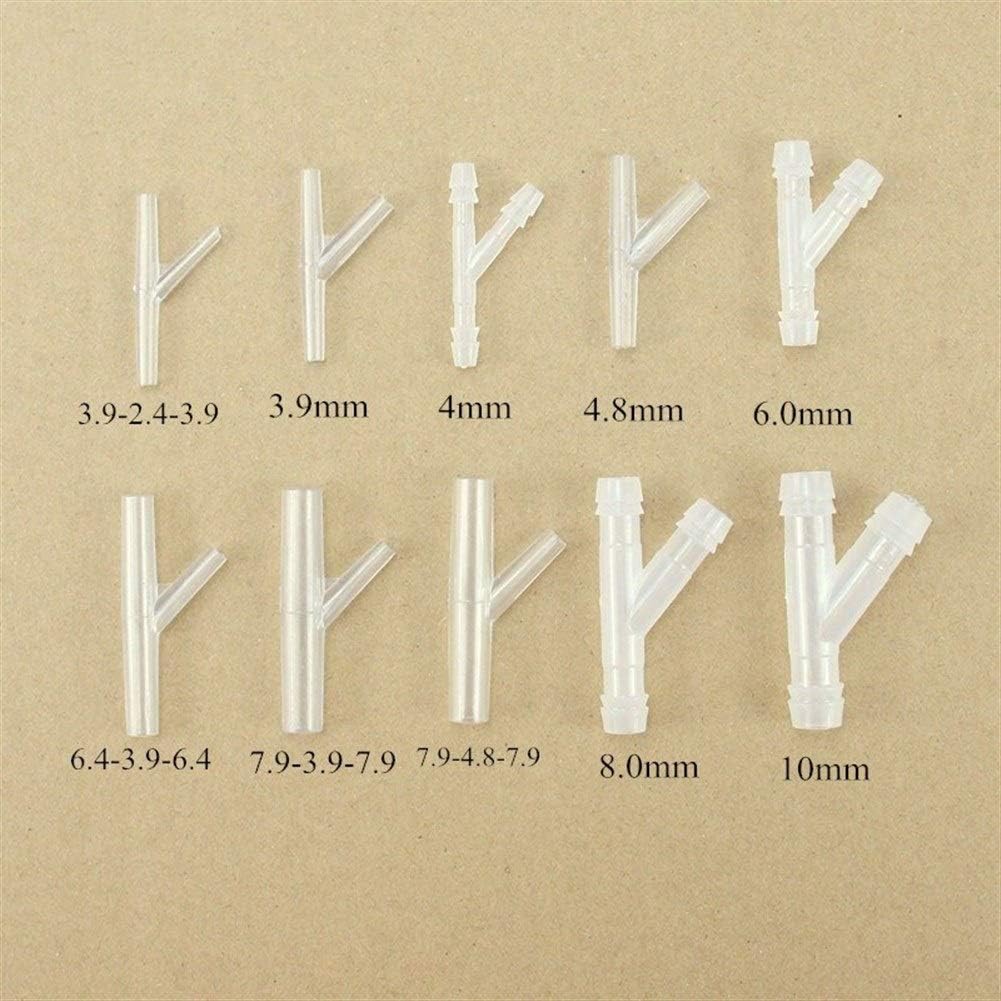 Pipe connector 20pcs Hypotenuse Y Tee Plastic Reduced Diameter Equal Diameter Pagoda Tee Aquarium Fish Tank Adapter Air Pump Hose Fitting Pagoda Join (Size : 7.9 3.9 7.9mm)
